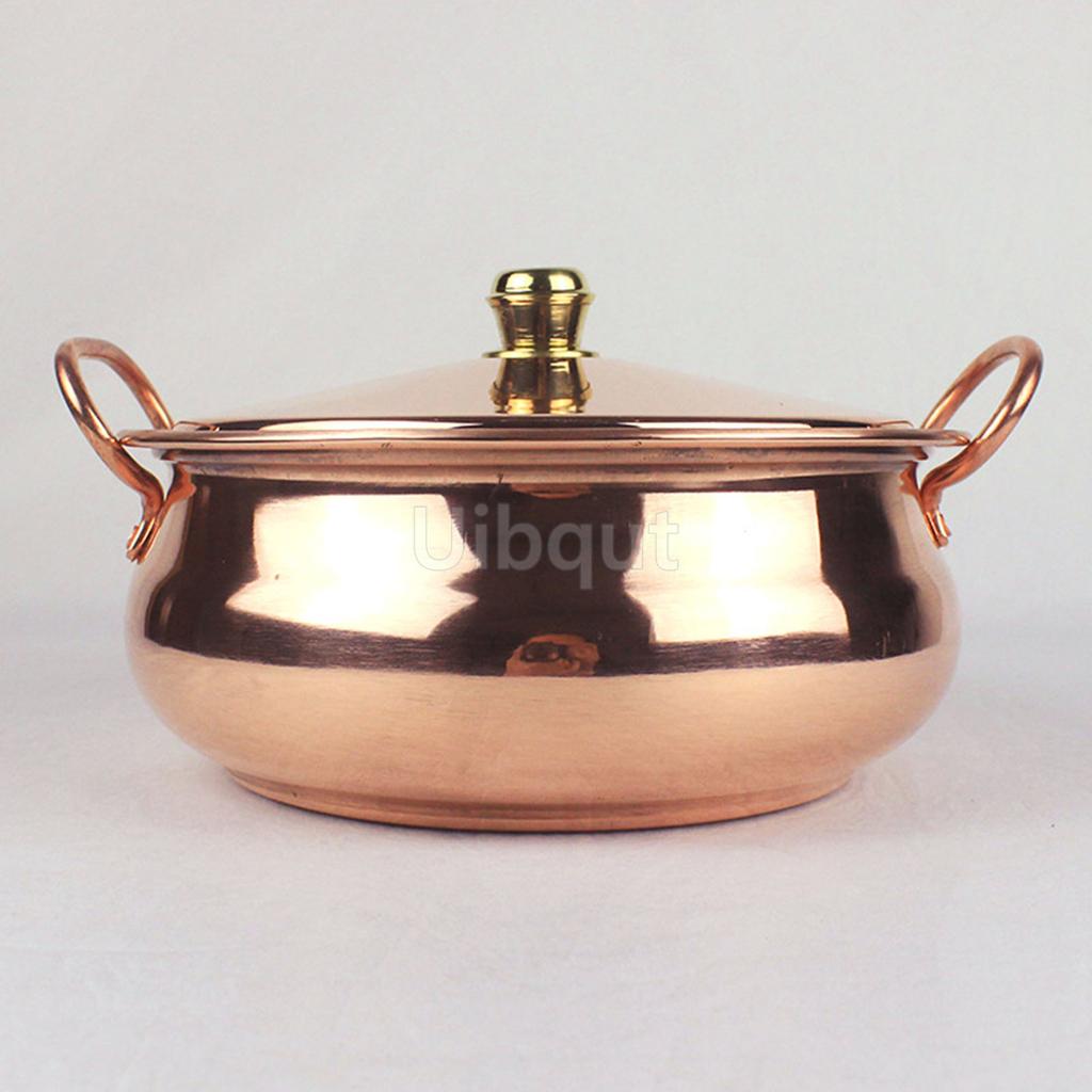 18cm/20cm/22cm/24cm Pure Koperen Pot Huishoudelijk Handgemaakt Binauraal Kookpot Compatibel Inductie Gasfornuizen Kookgerei met Deksel