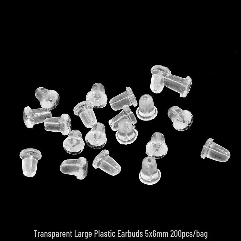200 Clear Plastic Ear Plugs and Jewelry Accessories: DIY Earring Clasps and Leather Stoppers Collection