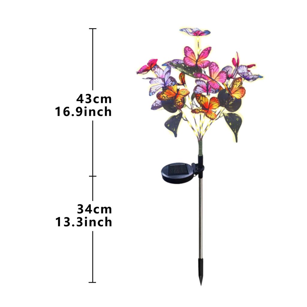 1Pcs Solar-Powered Butterfly Ground Light Color/Warm Light Outdoor Garden Patio Lawn Walkway Decorative Lighting