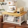 Space Saving Countertop Organizer Coffee Maker Storage Rack with Drawer, Wooden Metal Machine Stand Bar Organizer, Strong Load Bearing for