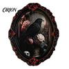 Vintage Oval Photo Frame Decor Halloween Gothic Refrigerator Magnet, Retro Fridge Magnets, Distressed Unique Party Favors Dark Style Whiteboard