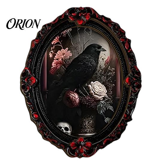 Vintage Oval Photo Frame Decor Halloween Gothic Refrigerator Magnet, Retro Fridge Magnets, Distressed Unique Party Favors Dark Style Whiteboard