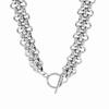 Vintage Cuban Link Chain Bracelet Set With Geometric Pendant Gold Steel Tone Titanium Jewelry Women