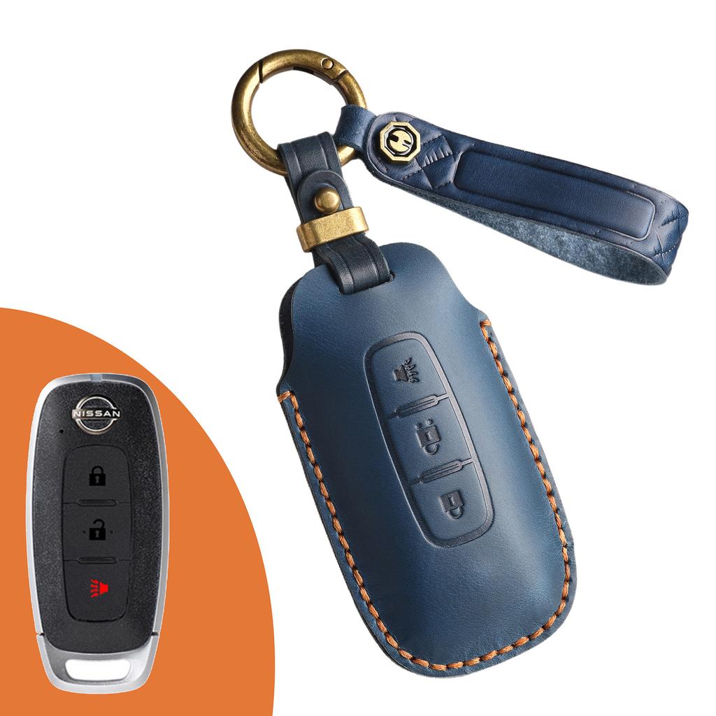 The Retro Key Cover Is Suitable for the New Nissan Xuanyi Teana Exploration Lu Qashqai Qijun Jinke Genuine Leather Keychain.