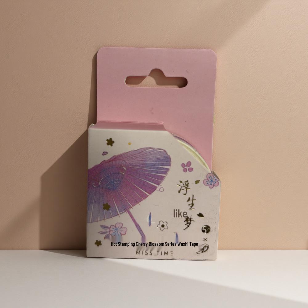 Shiguang Sakura Story Washi Tape - Fresh Japanese Floral Design for Journals & DIY Collage Decoration