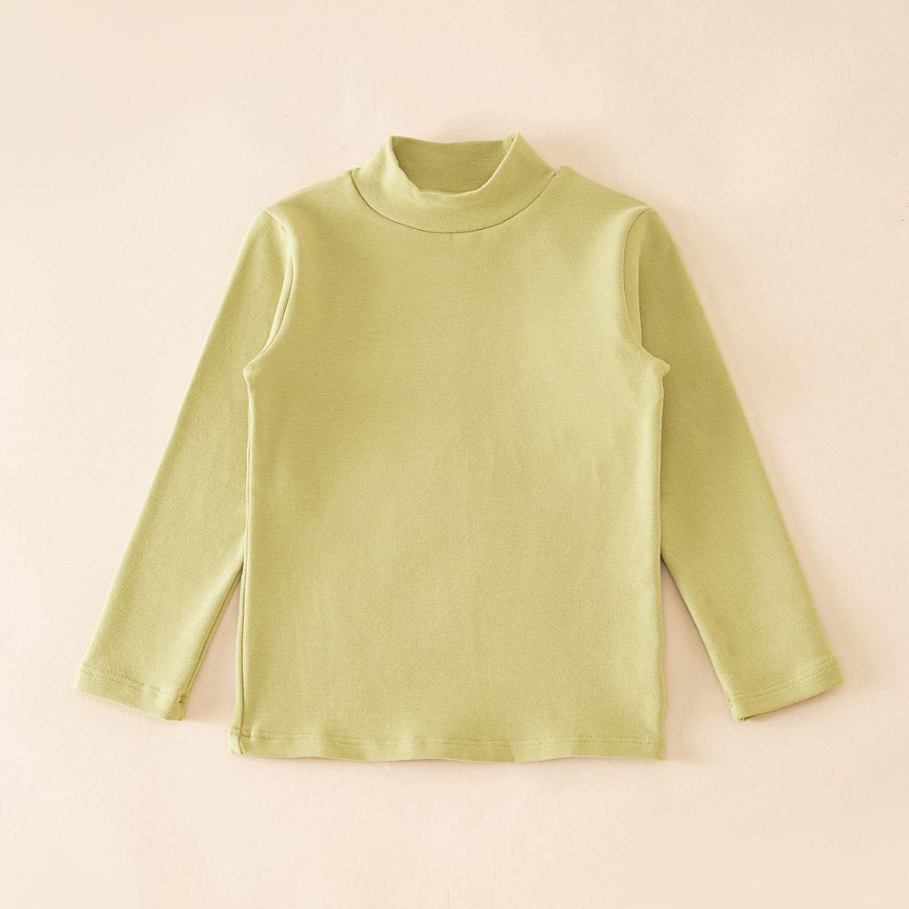2024 Kids' Warm Long-Sleeve Mid-Collar Cotton T-Shirt for Autumn & Winter