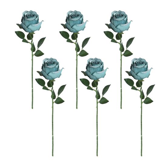 6 Pcs Artificial Rose Flowers Faux Rose Blooms with Long Stems Realistic Long-lasting Fake Roses for Wedding Home Decoration