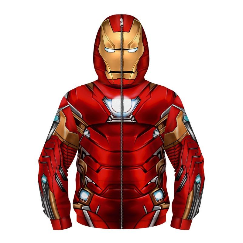Boys Spring Autumn Spider Series 3D Digital Print Kids Roleplay Masked Long Sleeve Hooded Sweatshirt Kids