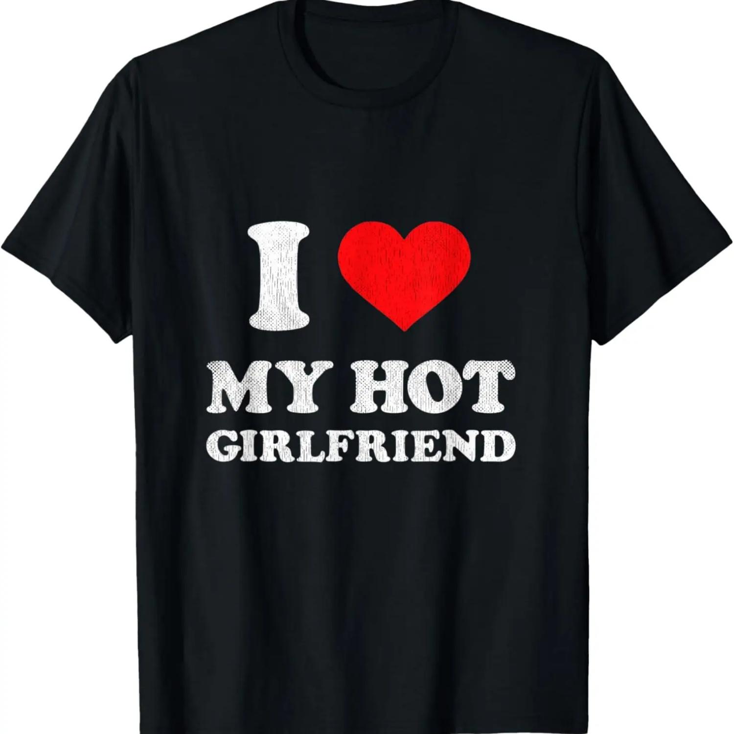 Mens I Heart My Hot Girlfriend Outfit Y2K I Love My Hot GF T-Shirt S чёрный