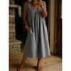 2026 New Women's Solid Color Lace Decorated Sleeveless Dress V-neck Casual Dress