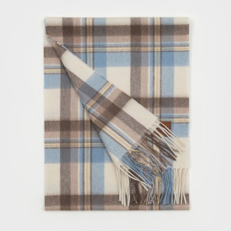 RECLOW MUNM CHECK CASHMERE 100% MUFFLER IVORY