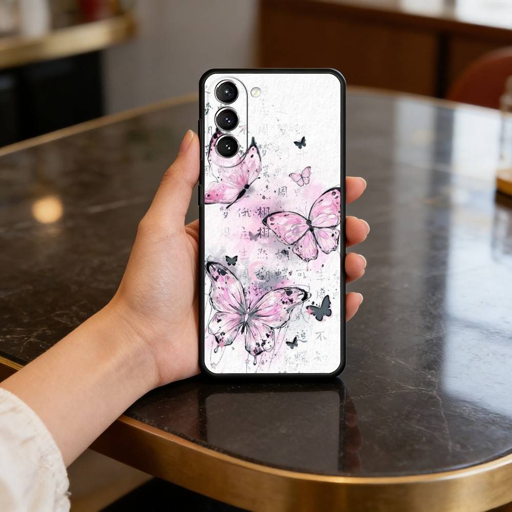 

P-Painting B-Butterfly Phone Case For Samsung S25,24,23,22,30,21,10,9,Ultra,Plus,Lite,FE,4,5 G Soft Black Case Samsung S24ULTRA
