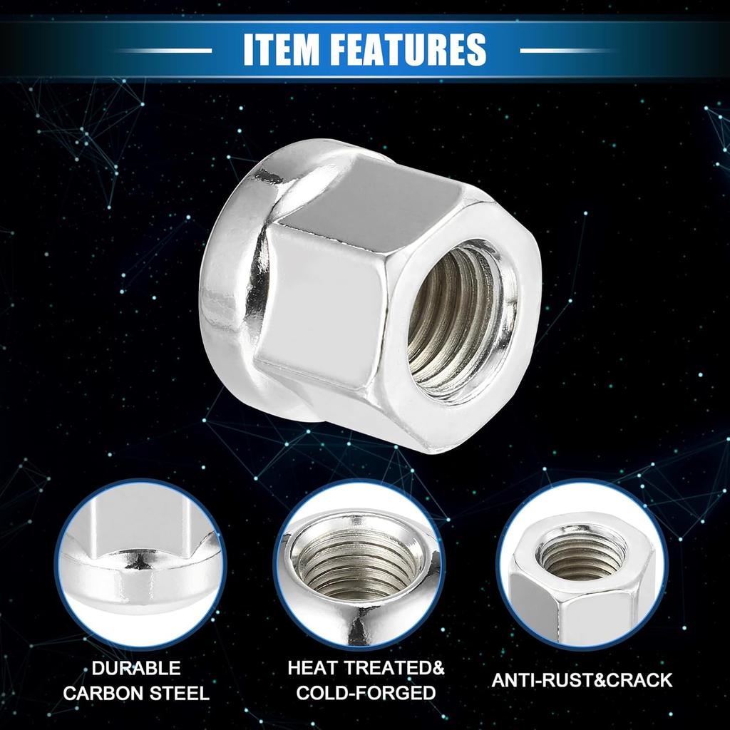 4 Pcs Wheel Lug Nuts Compatible for Honda Accord Civic, Durable M12 x 1.5 Carbon Steel Silver Tone Tire Lugnuts