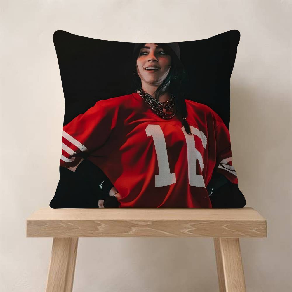 Singer B-Billie-Girl E-eilish Pillow Cushion Cover Pillowcase Living Room Sofa Home Decor Customized