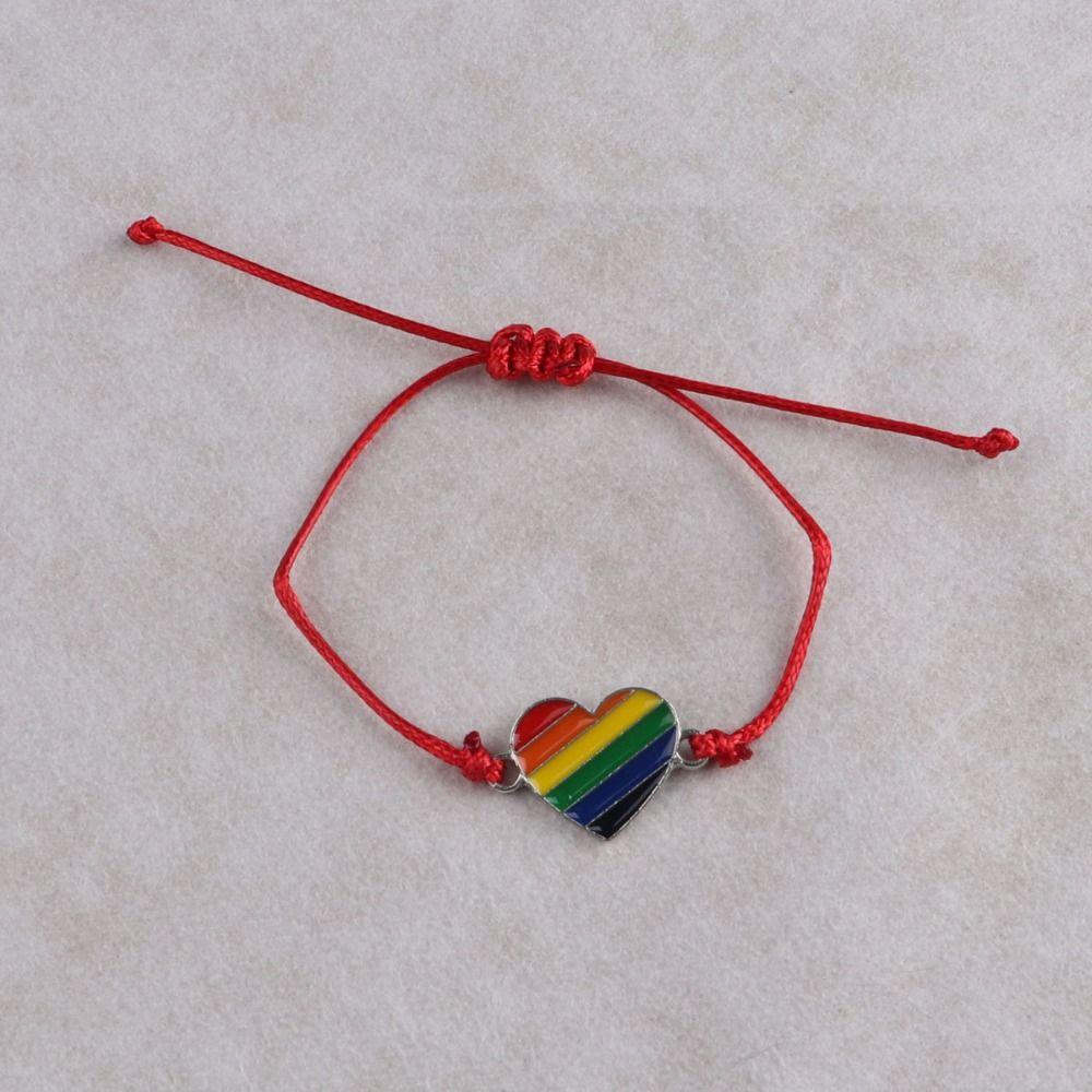 6Pcs Love Heart Rainbow Beaded Bracelet Colorful Friendship Braided Rope Couple Bracelet Party