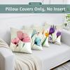 Flower Decorative Throw Pillow Covers 18x18 Inch Watercolor Floral Farmhouse Cushion Cover 4 Pcs Pink Yellow Purple Blue Tulip Pillow Case for Couch