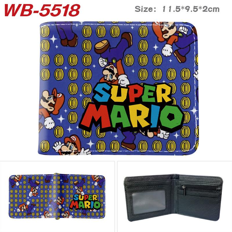 Super Mario Cartoon Full-Color Print Bi-Fold Wallet Anime Student Unisex Short Purse
