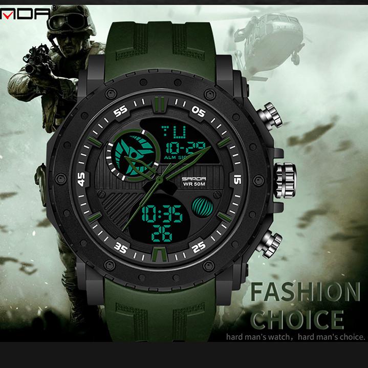 Nové SANDA Smart multifunkční dvoudisplejové světelné elektronické hodinky Vodotěsné pánské hodinky pro outdoorové horolezectví