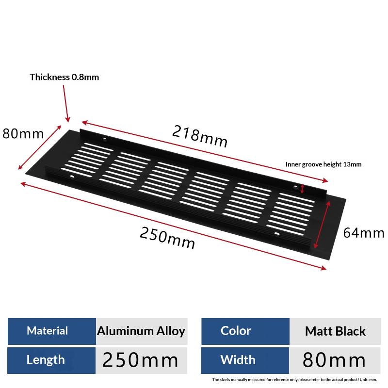 1Pcs Household Air Vent Grille Wall Ventilation Cover Wardrobe Parts 50/60/80mm*150-500mm Aluminum For Cupboard DIY Accessories