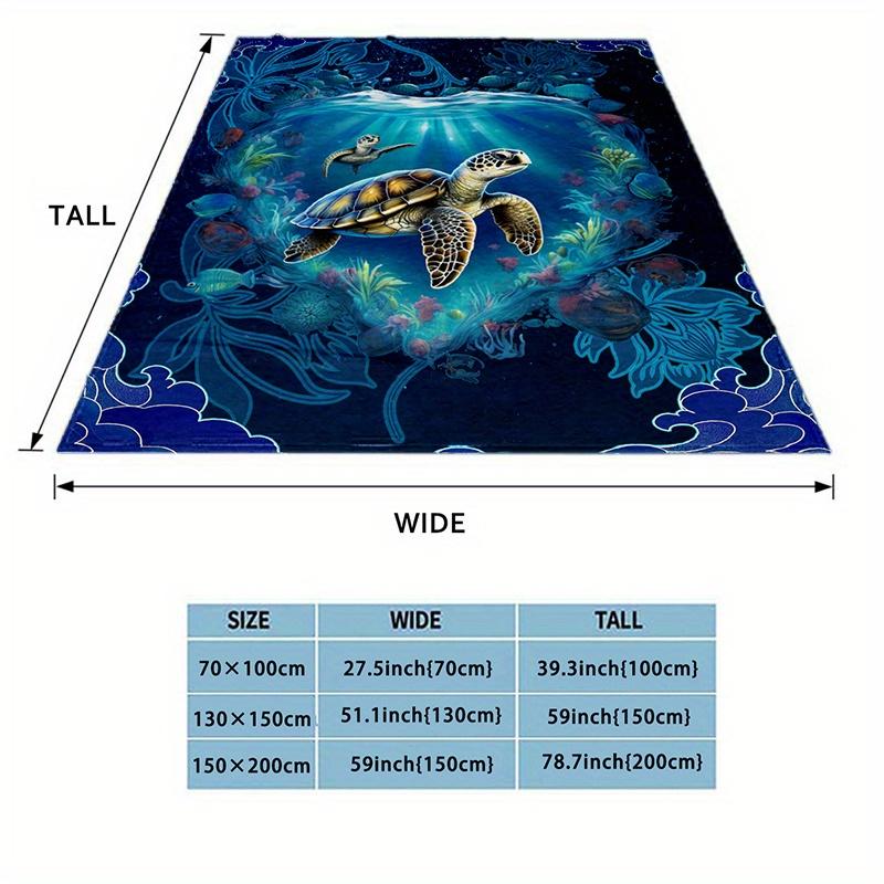 1pc Ultra-Soft Sea Turtle Flannel Blanket - Lightweight & Warm, Perfect for Sofa, Travel, & More - Vivid Digital Print