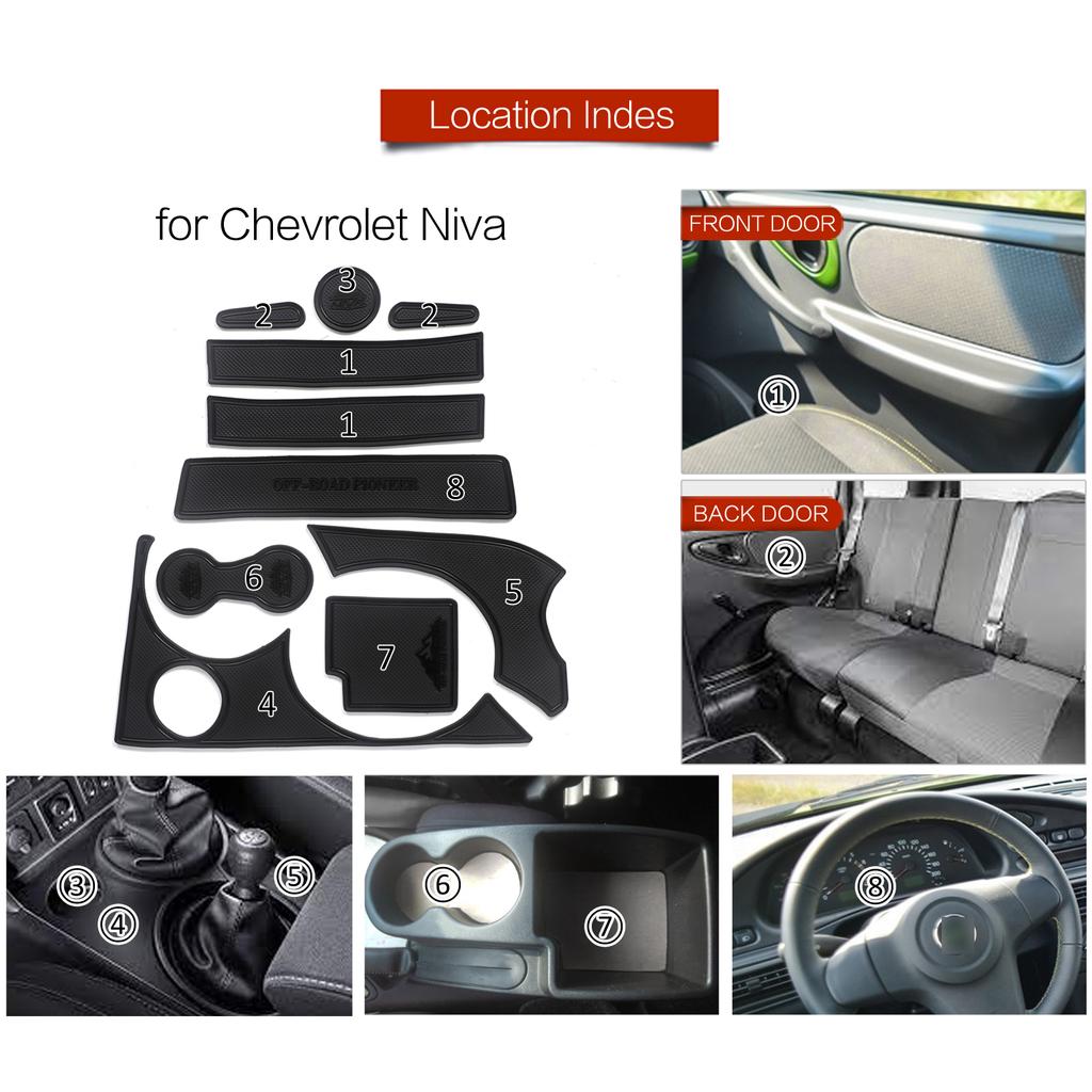 Anti-Slip Gate Slot Cup Mat for Chevrolet Lada Niva 2009-2018 Non-Slip Door Groove Pad Coaster Accessories RED/WHITE/BLACK/BLUE