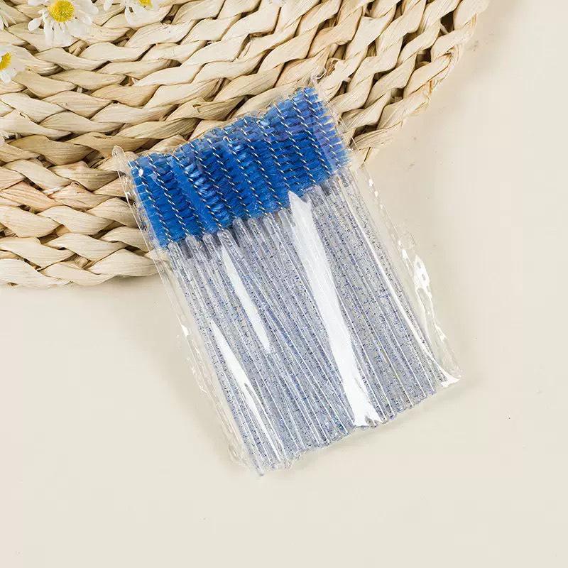 Color Spiral Disposable Eyelash & Eyebrow Brush - Portable Beauty Makeup Tool with Solid Crystal Design