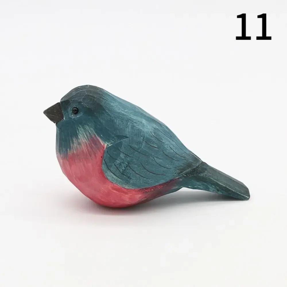 Creative Cute Wood Carving Bird Mini Carving Small Bird Ornament Handmade Painting Wooden Bird Figurine Tabletop