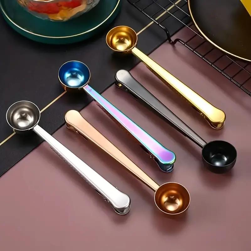 2in1 Stainless Steel Coffee Spoon Sealing Clip Silver Kitchen Accessories Espresso Receiver Bowl Decoration Coffee Maker