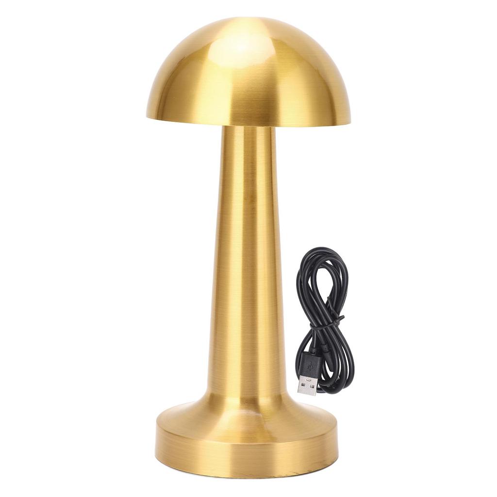 Cordless Mushroom Table Lamp USB Rechargeable 3 Colors Adjustable Dimmable Metal Cute Bedside Lamp