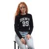 DKNY Womens/Ladies 1989 Logo Cropped Fitted Long-Sleeved T-Shirt