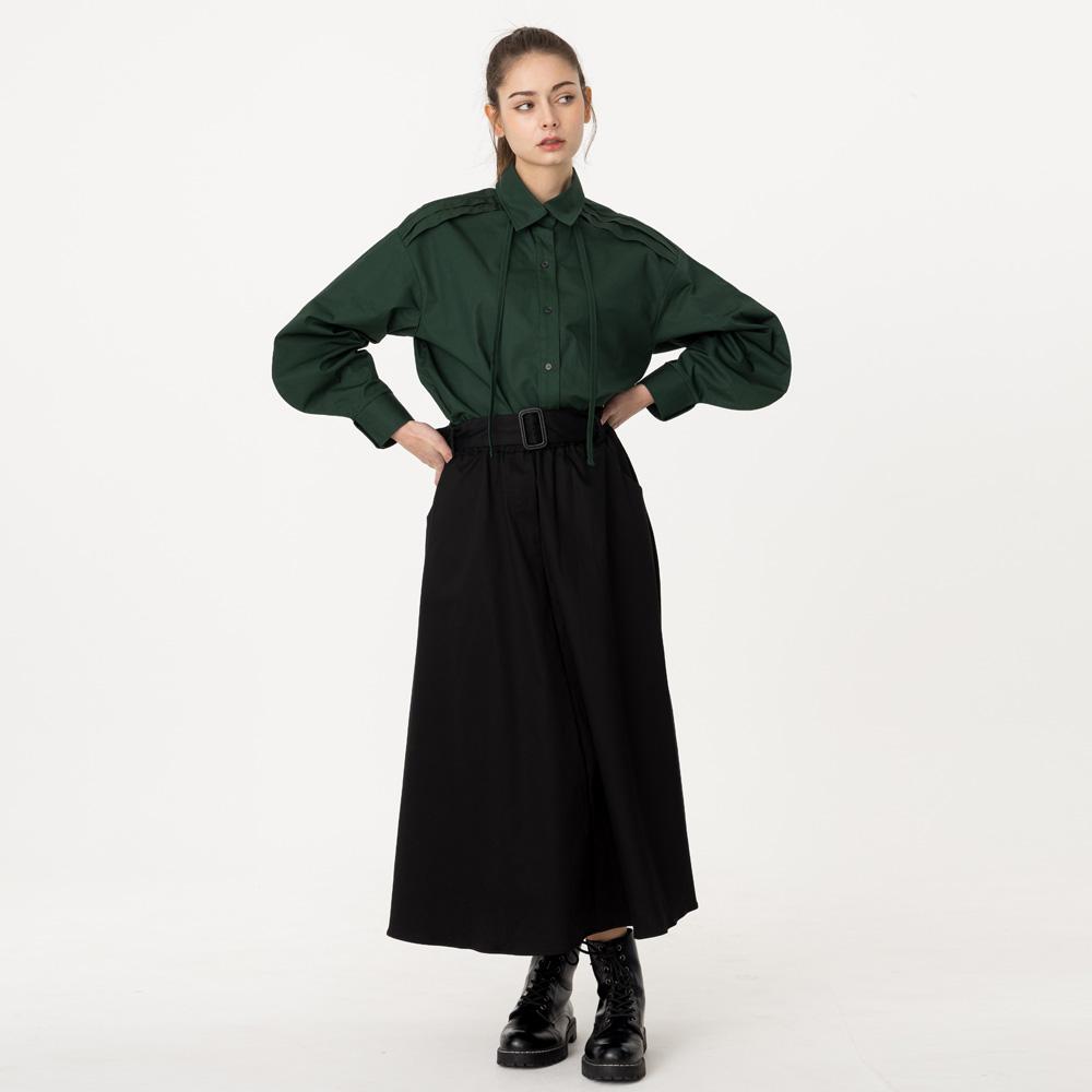 Bunderghost String Flare Long Skirt Black