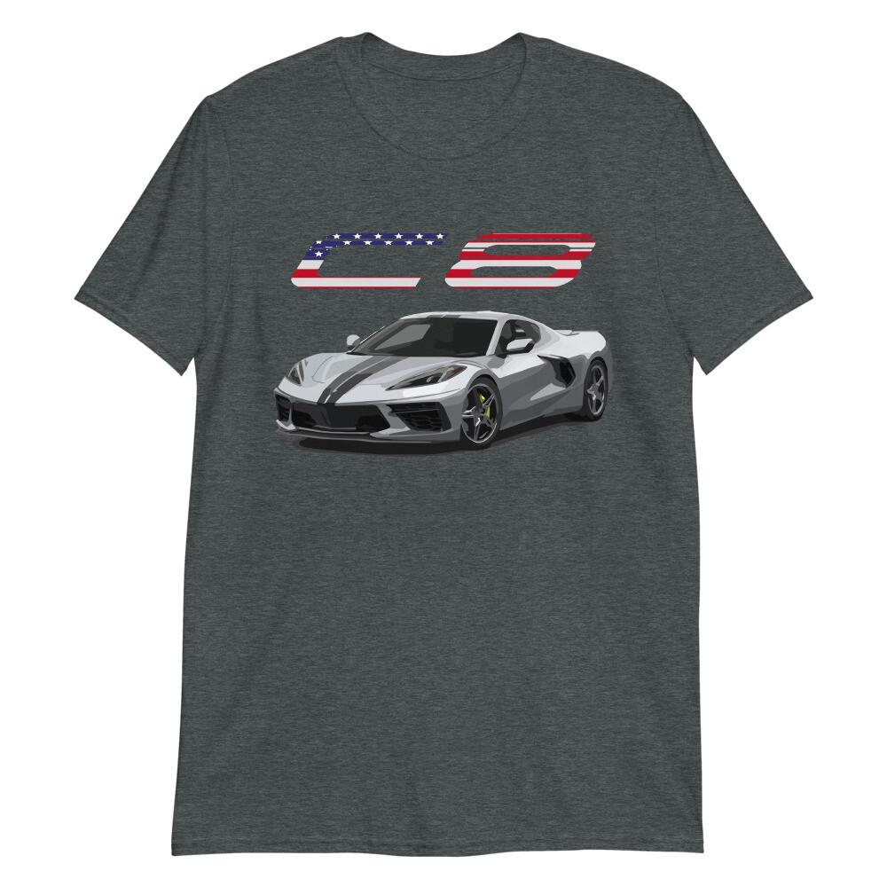2021 Blade Silver Metallic vette C8 Owner Gift Patriotic Short-Sleeve T-Shirt