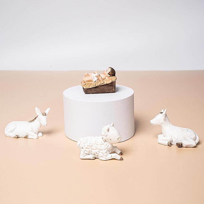 Nativity Scene Figurines Family And Angel Statue 9X Construction Indoor Resin Holiday Decor Indoor Sculpture For Religious Decor