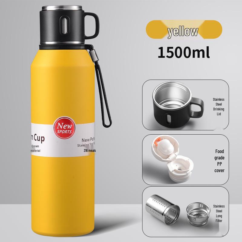 Premium 316 Stainless Steel Insulated Kettle with Tea Separator, Large Capacity, Convenient Handle, Car-Friendly Design