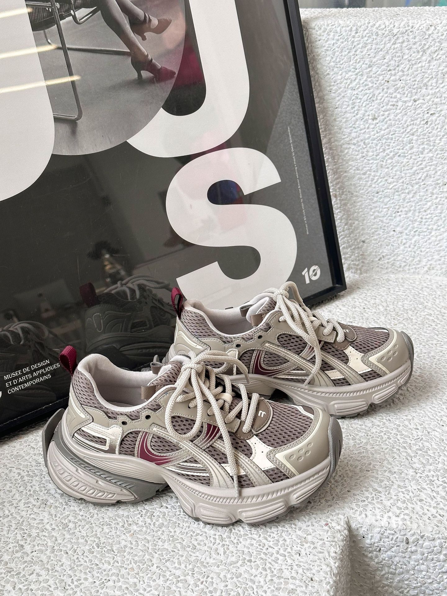 

Leather platform mesh dad shoes girl 2025 autumn new Korean version retro German training shoes casual breathable sports shoes 40