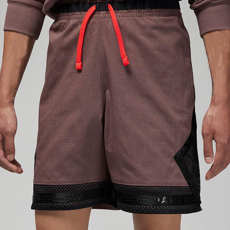 Jordan Paris Saint-Germain Collaboration Mesh Splice Drawstring Sports Shorts Men Bottoms Brown DN6149-291