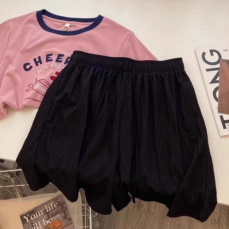 

Шорти Жіночі Літні Бавовняні Джинсові Вінтажні Вільні Великого Розміру Повсякденні Штани Шорти з Широкими Штанинами XXXL чорний