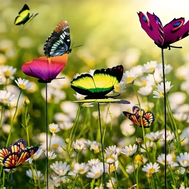 Luminous Butterfly Gardening Butterfly Pole Decoration 8cm Garden Decoration Lawn Decoration PVC Home Decoration 25PCS