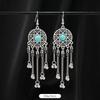 Niche turquoise earrings Bohemian long fringed earrings women's retro design earrings