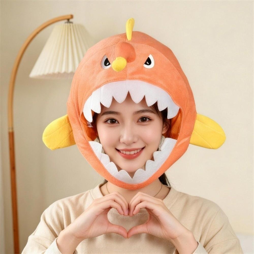 Open Mouth Plush Anglerfish Hat Soft Skin-friendly Fish Cosplay Cap Cute Fish Headwear  Halloween