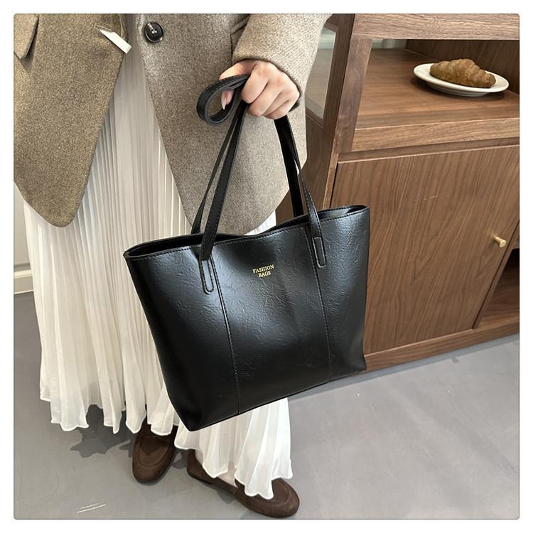 Large Capacity Faux Leather Tote Bag for Women Minimalist Casual Commute Shoulder Handbag