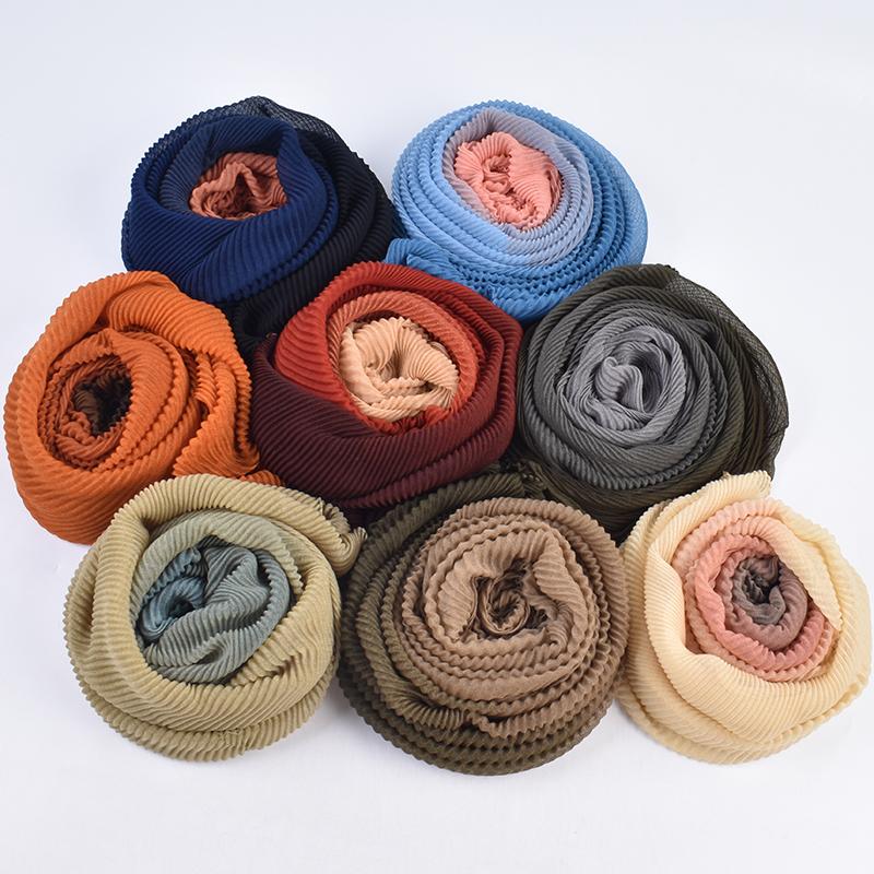 Autumn and Winter New High Quality Balinese Yarn Twill Wrinkled Long Scarf Breathable Pleated Wrapped Shawl