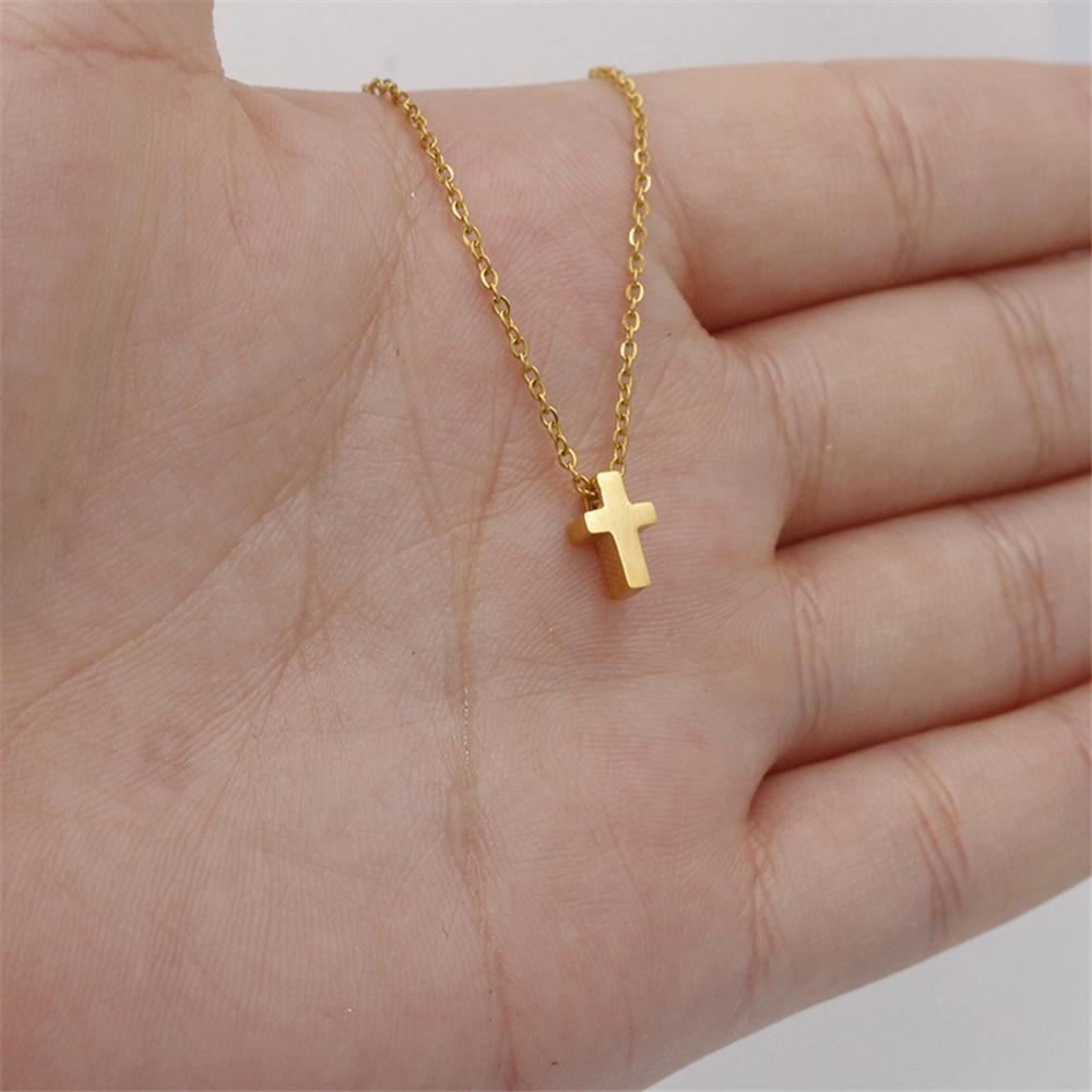 Gold Cross Necklace For Women Gold Color Stainless Steel Fashion Female Small Jesus Cross Pendant Jewelry