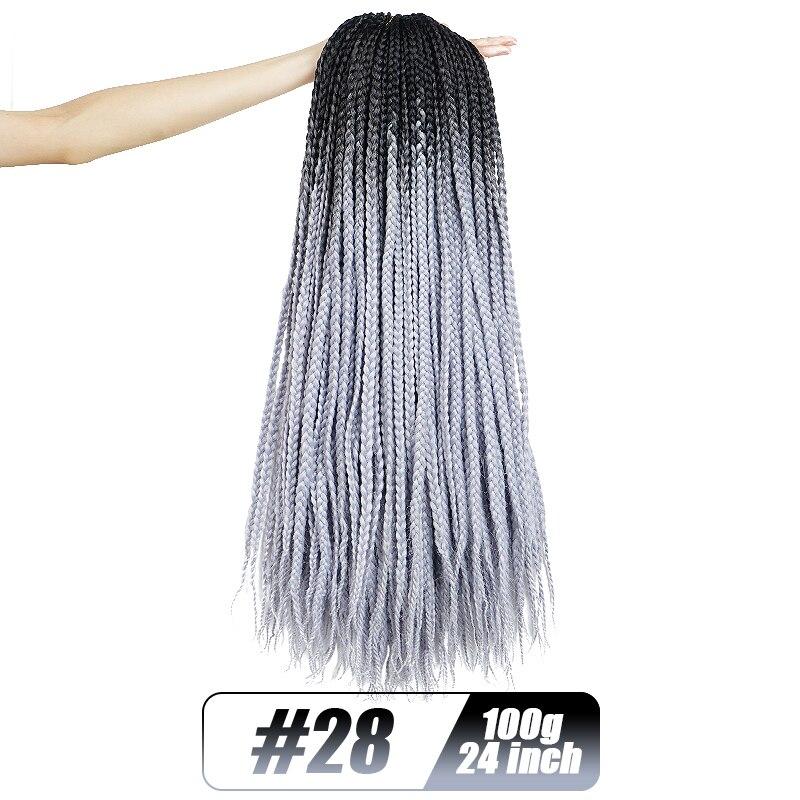 

24-дюймові в’язані гачком волосся, коси, плетіння, попередньо розтягнуті синтетичні нарощені волосся #28