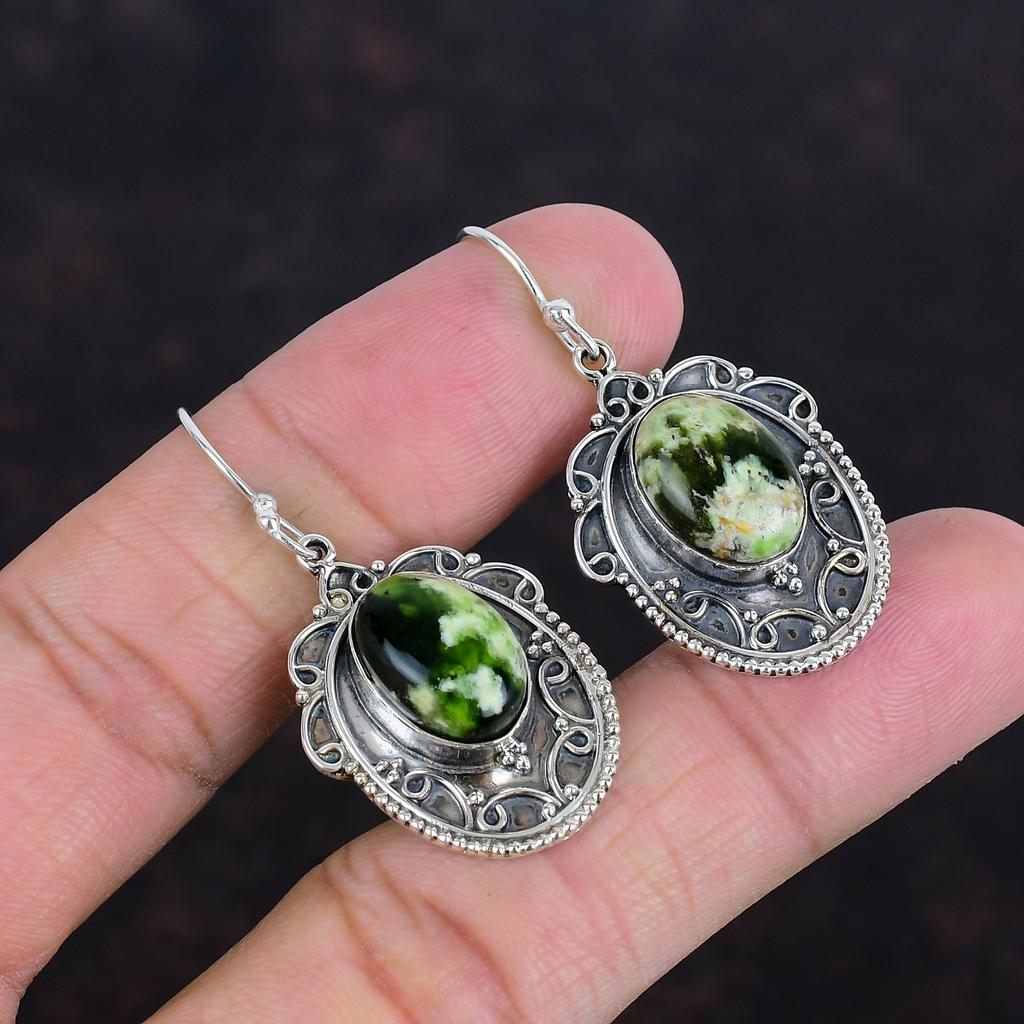 Australian Chrome Chalcedony Earring 925 Sterling Silver Earrings Vintage Earring Stylish Jewelry Handmade Gemstone Earring Gifts For Mother