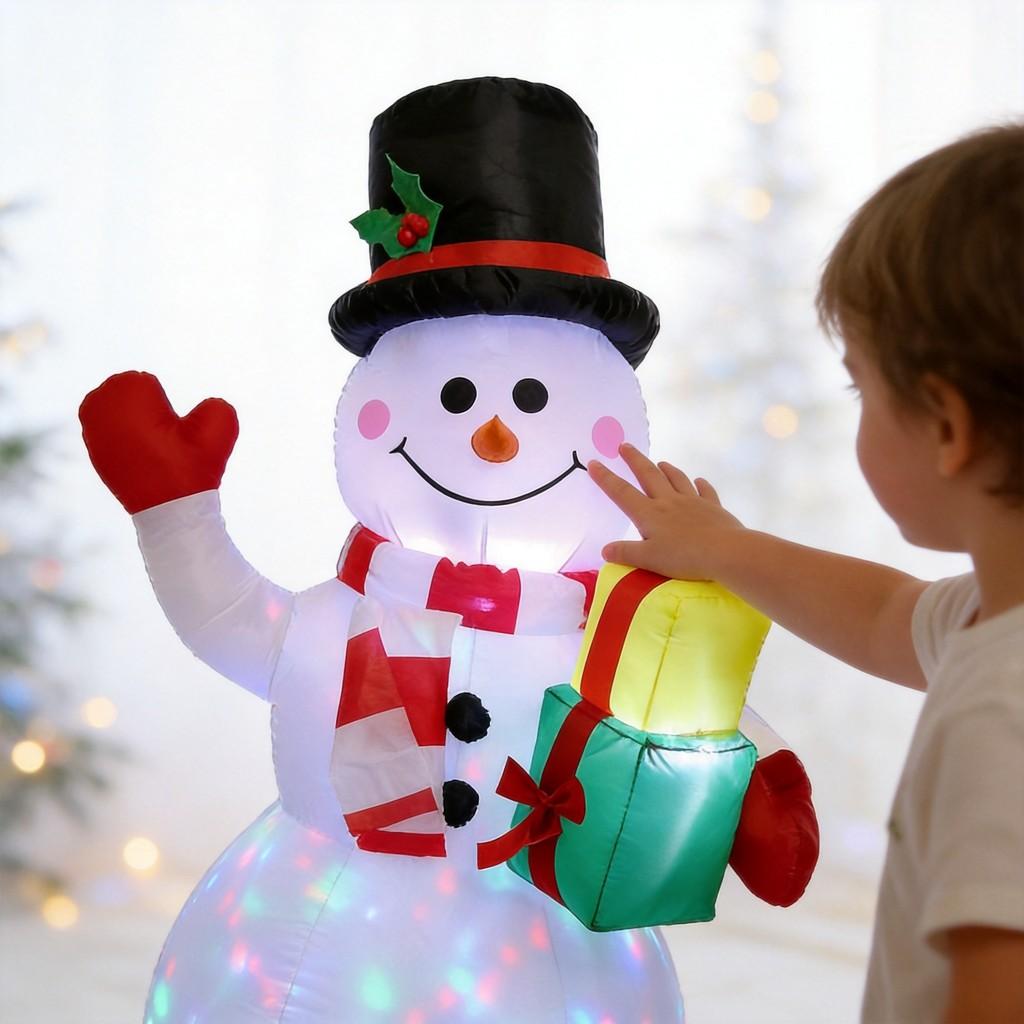 Christmas Inflatable Snowman Decor With Led Lights For Holiday Party Festivities