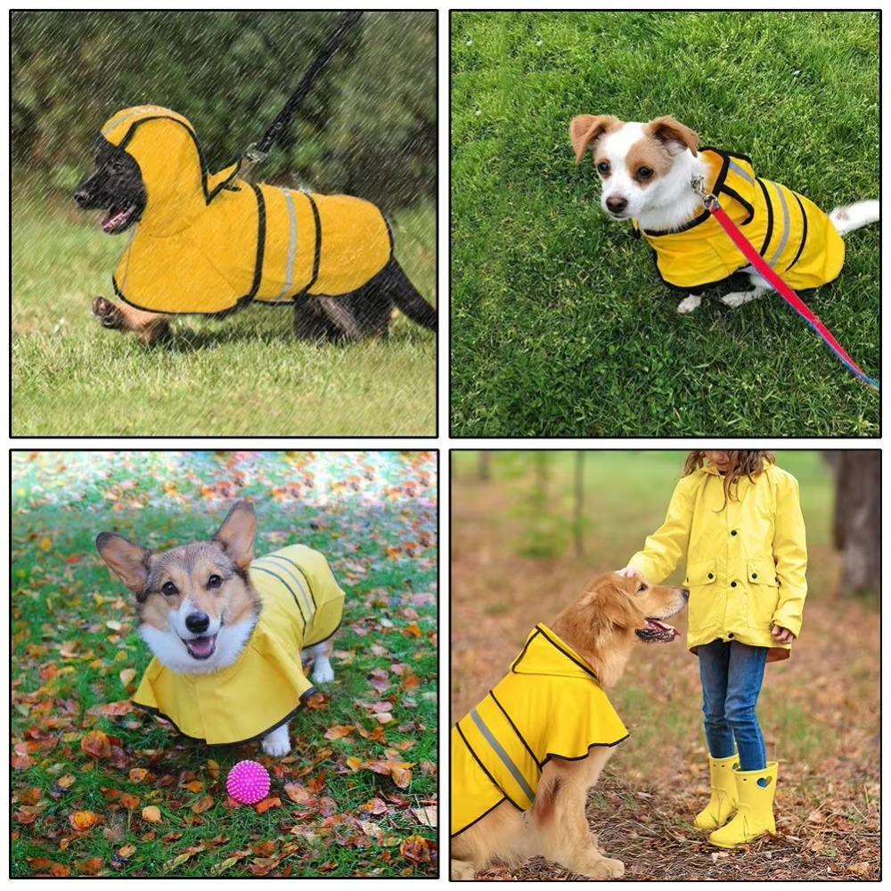 Hunde-Regenjacke mit Kapuze und reflektierenden Streifen Hundemäntel Haustierbedarf Hunde-Regenmantel Reise