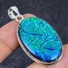 Blue Triplet Opal Gemstone Handmade 925 Sterling Silver Pendant 2.05" r0f18