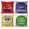 Cartoon I-Inside O-Out Pillow Case Anti-dustmite Pillowcase Invisible zipper silky short plush Sofa cushion cover