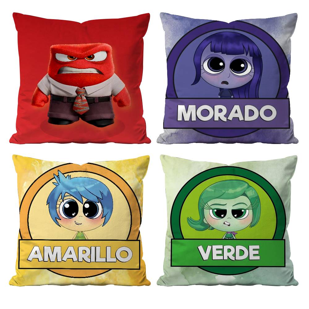 Cartoon I-Inside O-Out Pillow Case Anti-dustmite Pillowcase Invisible zipper silky short plush Sofa cushion cover